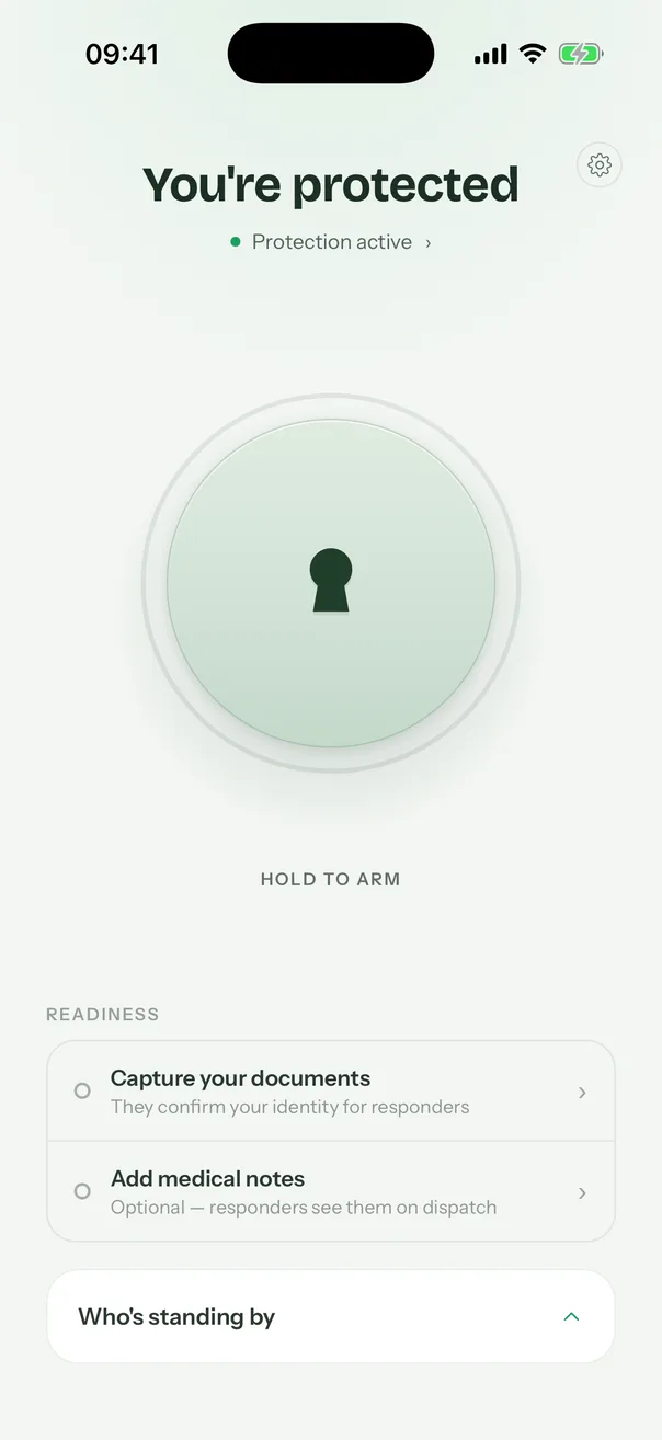 ELA home: You're protected, the HOLD TO ARM disc